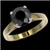 Image 2 : 2.50 ctw Fancy Black Diamond Solitaire Engagment Ring 10k Yellow Gold - REF-45F4M