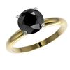 Image 2 : 2 ctw Fancy Black Diamond Solitaire Engagment Ring 10k Yellow Gold - REF-35W6H