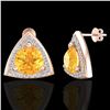 Image 2 : 3 ctw Citrine & Micro Pave VS/SI Diamond Stud Earrings 14k Rose Gold - REF-42X3A