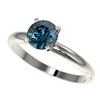 Image 1 : 1.29 ctw Certified Intense Blue Diamond Engagment Ring 10k White Gold - REF-120F9M