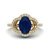 Image 1 : 2 ctw Sapphire & Micro Pave VS/SI Diamond Certified Ring 10k Yellow Gold - REF-32M2G