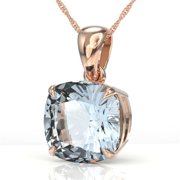 6 Cushion Cut Sky Blue Topaz Necklace 14k Rose Gold - REF-24A5N