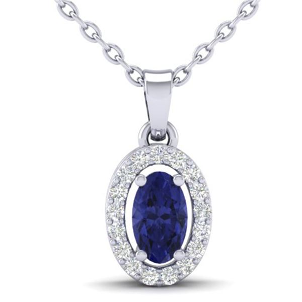 0.36 ctw Tanzanite & Micro Pave VS/SI Diamond Necklace 18k White Gold - REF-23Y2X