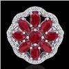 Image 2 : 4 ctw Ruby & VS/SI Diamond Certified Cluster Designer Ring 10k White Gold - REF-49K3Y