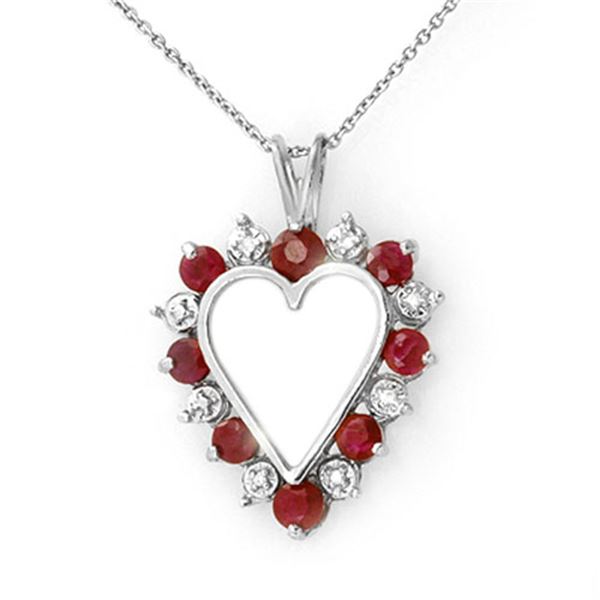 1.01 ctw Ruby & Diamond Pendant 18k White Gold - REF-31H8R