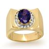 Image 1 : 2.83 ctw Tanzanite & Diamond Men's Ring 10k Yellow Gold - REF-83M8G