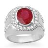 Image 1 : 4.75 ctw Ruby & Diamond Men's Ring 10k White Gold - REF-123W6H