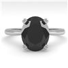 Image 1 : 5.0 ctw Oval Black Diamond Engagment Designer Ring 18k White Gold - REF-147G2W