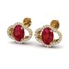 Image 1 : 4 ctw Ruby & Micro Pave VS/SI Diamond Certified Earrings 10k Yellow Gold - REF-53K5Y