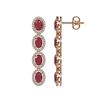 Image 2 : 6.47 ctw Ruby & Diamond Micro Pave Halo Earrings 10k Rose Gold - REF-143K6Y