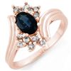 Image 1 : 1.0 ctw Blue Sapphire & Diamond Ring 14k Rose Gold - REF-26W2H