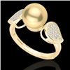 Image 2 : 0.27 ctw Micro Pave VS/SI Diamond & Golden Pearl Ring 18k Yellow Gold - REF-38A2N