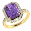 Image 2 : 5.03 ctw Amethyst & Micro Pave VS/SI Diamond Ring 18k Yellow Gold - REF-46G5W