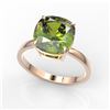 Image 2 : 6 ctw Cushion Cut Green Tourmaline Designer Stud Ring 14k Rose Gold - REF-55X2A