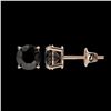 Image 2 : 1.05 ctw Fancy Black Diamond Solitaire Stud Earrings 10k Rose Gold - REF-21R2K