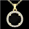 Image 2 : 2 ctw Halo VS/SI Diamond Micro Pave Necklace Solitaire 18k Yellow Gold - REF-55Y2X
