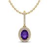 Image 1 : 1.75 ctw Amethyst & Micro Pave VS/SI Diamond Necklace 18k Yellow Gold - REF-41A8N