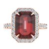 Image 1 : 6.03 ctw Garnet & Micro Pave VS/SI Diamond Ring 14k Rose Gold - REF-40F6M