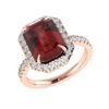 Image 2 : 6.03 ctw Garnet & Micro Pave VS/SI Diamond Ring 14k Rose Gold - REF-40F6M