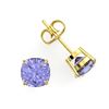 Image 2 : 4 ctw Cushion Cut Tanzanite Designer Stud Earrings 18k Yellow Gold - REF-40N9F