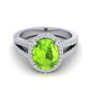 Image 1 : 3 ctw Peridot & Micro VS/SI Diamond Halo Solitaire Ring 18k White Gold - REF-55K9Y