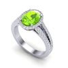 Image 2 : 3 ctw Peridot & Micro VS/SI Diamond Halo Solitaire Ring 18k White Gold - REF-55K9Y