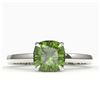 Image 1 : 2 ctw Cushion Cut Green Tourmaline Engagment Ring 18k White Gold - REF-32R2K