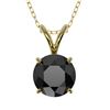 Image 1 : 1 ctw Fancy Black Diamond Solitaire Necklace 10k Yellow Gold - REF-21H5R