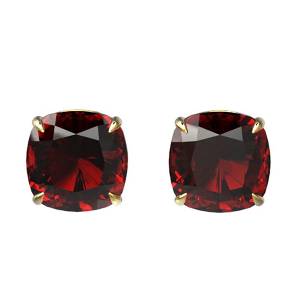 12 ctw Cushion Cut Garnet Designer Stud Earrings 18k Yellow Gold - REF-39W5H