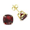 Image 2 : 12 ctw Cushion Cut Garnet Designer Stud Earrings 18k Yellow Gold - REF-39W5H