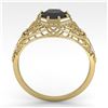 Image 3 : 1.0 ctw Black Certified Diamond Engagment Ring Art Deco 18k Yellow Gold - REF-50N6F