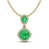 Image 1 : 3.50 ctw Emerald & Micro VS/SI Diamond Necklace Designer 10k Yellow Gold - REF-55R2K