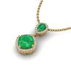 Image 2 : 3.50 ctw Emerald & Micro VS/SI Diamond Necklace Designer 10k Yellow Gold - REF-55R2K