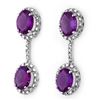 Image 2 : 7.10 ctw Amethyst & Diamond Earrings 14k White Gold - REF-41H6R