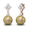 Image 2 : 1.2 ctw Diamond & Pearl Earrings 18K Rose Gold - REF-131M8G