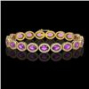 Image 1 : 13.11 ctw Amethyst & Diamond Micro Pave Halo Bracelet 10k Yellow Gold - REF-263W6H