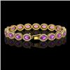 Image 2 : 13.11 ctw Amethyst & Diamond Micro Pave Halo Bracelet 10k Yellow Gold - REF-263W6H