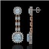 Image 2 : 16.22 ctw Aquamarine & Diamond Earrings 14K Rose Gold - REF-321H3R