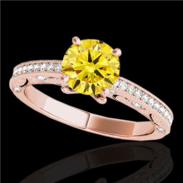 1.25 ctw Certified SI Intense Yellow Diamond Antique Ring 10k Rose Gold - REF-184K3Y