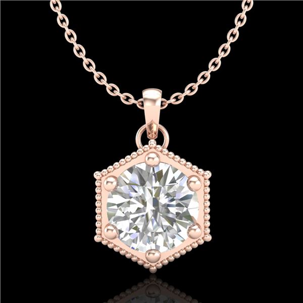 0.82 ctw VS/SI Diamond Solitaire Art Deco Stud Necklace 18k Rose Gold - REF-218Y2X