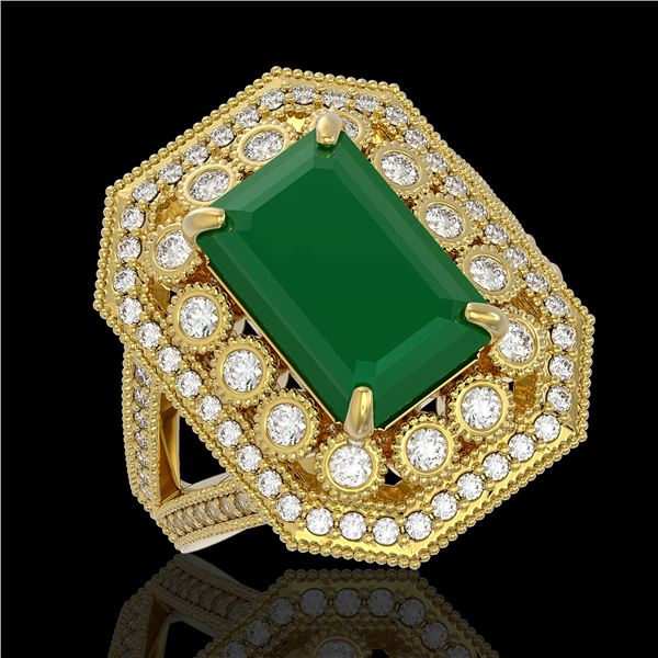 7.11 ctw Certified Emerald & Diamond Victorian Ring 14K Yellow Gold - REF-178K2Y