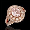 Image 1 : 3.95 ctw Certified Morganite & Diamond Victorian Ring 14K Rose Gold - REF-176Y8X