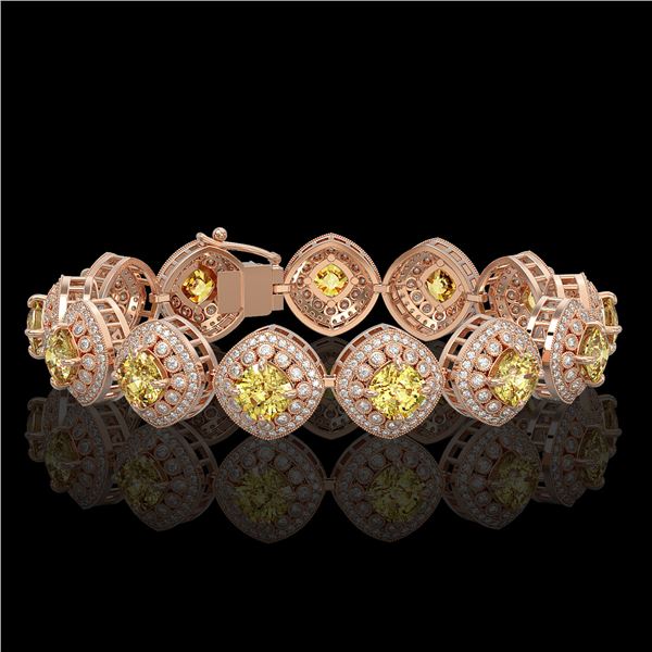 28.35 ctw Canary Citrine & Diamond Victorian Bracelet 14K Rose Gold - REF-805Y5X