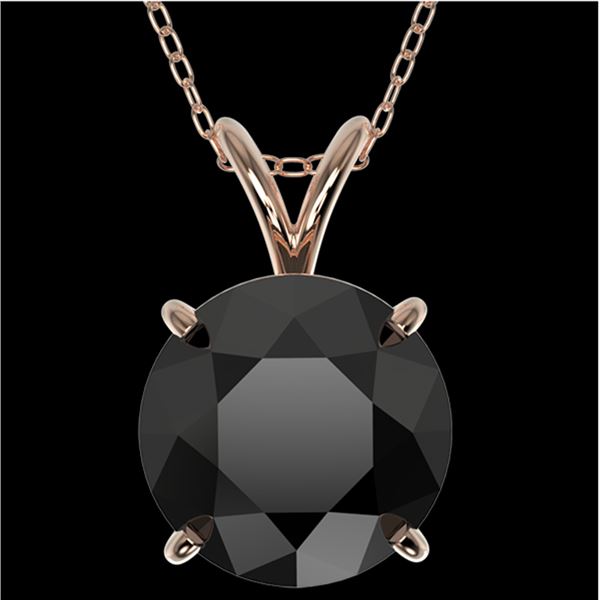 2.58 ctw Fancy Black Diamond Solitaire Necklace 10k Rose Gold - REF-60G3W