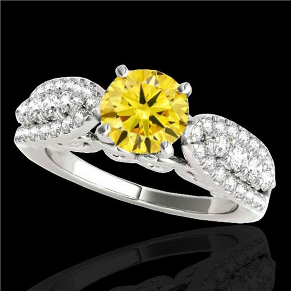 2 ctw Certified SI/I Fancy Intense Yellow Diamond Ring 10k White Gold - REF-259G3W