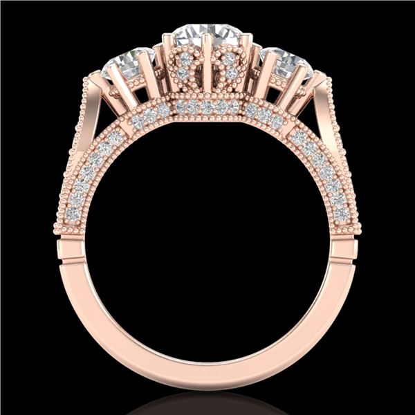 2.18 ctw VS/SI Diamond Art Deco 3 Stone Ring 18k Rose Gold - REF-244F5M