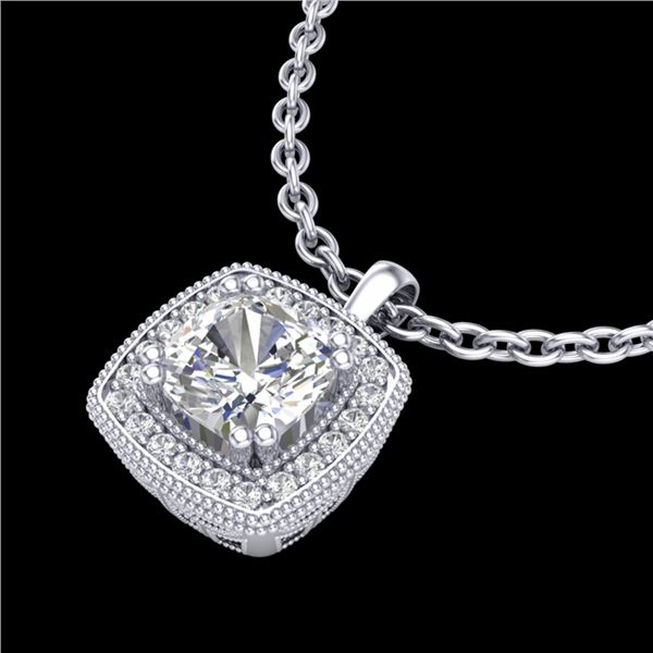 1.25 ctw Cushion VS/SI Diamond Art Deco Necklace 18k White Gold - REF-337F5M