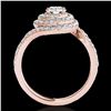 Image 2 : 1.86 ctw Certified Diamond Solitaire Halo Ring 10k Rose Gold - REF-184W3H
