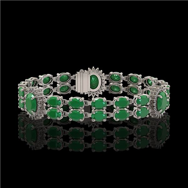 20.99 ctw Emerald & Diamond Bracelet 14K White Gold - REF-263R6K