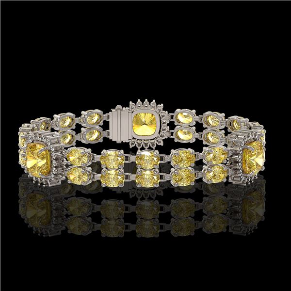 15.95 ctw Citrine & Diamond Bracelet 14K White Gold - REF-263A6N